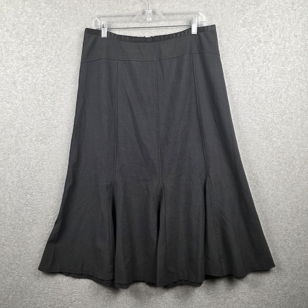 Focus 2000 Skirt Womens 12 Gray Trumpet Long‎ Pleated Hem Stretch Workwear